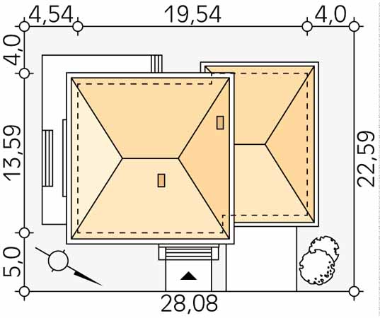 Projekt domu Adam - usytuowanie na działce
