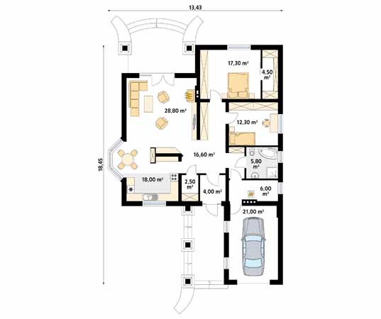 Projekt domu Adela - rzut parteru