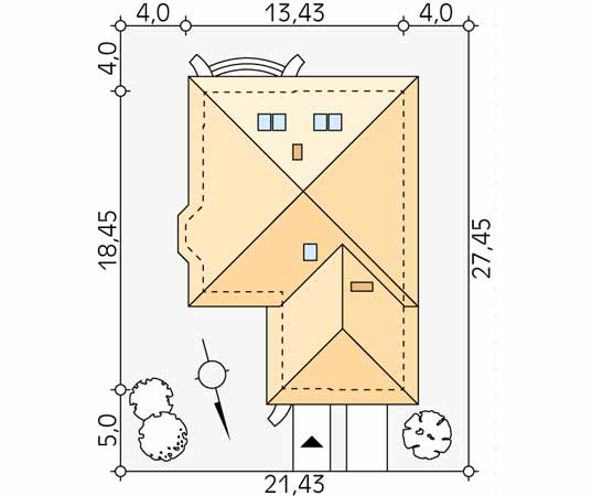 Projekt domu Adela - usytuowanie na działce