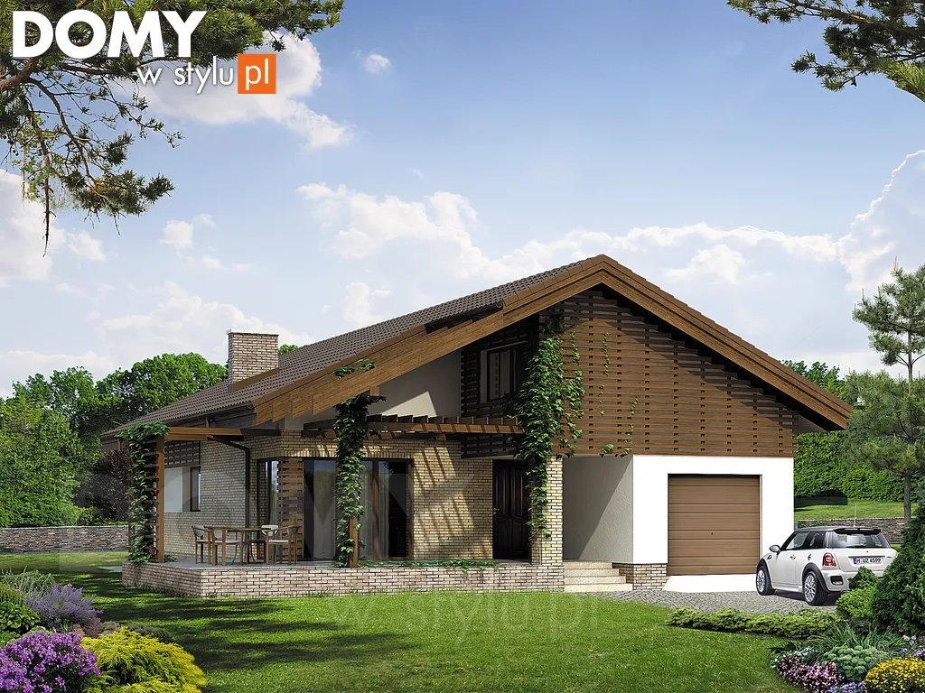 Nowoczesny projekt domu z poddaszem Aga - wizualizacja frontowa