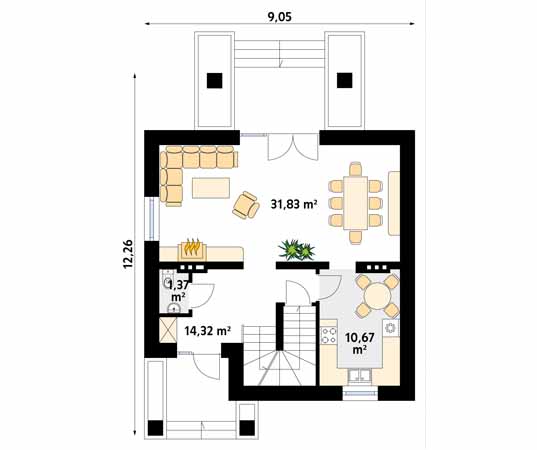Projekt domu Agat - rzut parteru