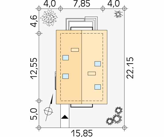 Projekt domu Agawa - usytuowanie na działce