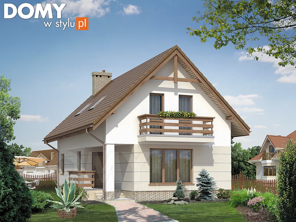 Projekt domu z poddaszem Agawa - wizualizacja frontowa