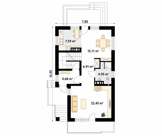 Projekt domu Agawa 2 - rzut parteru