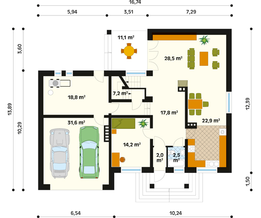 Projekt domu Akord 2 - rzut parteru