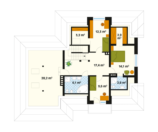 Projekt domu Akord 2 - rzut poddasza