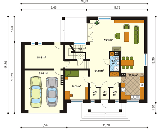 Projekt domu Akord 3 - rzut parteru