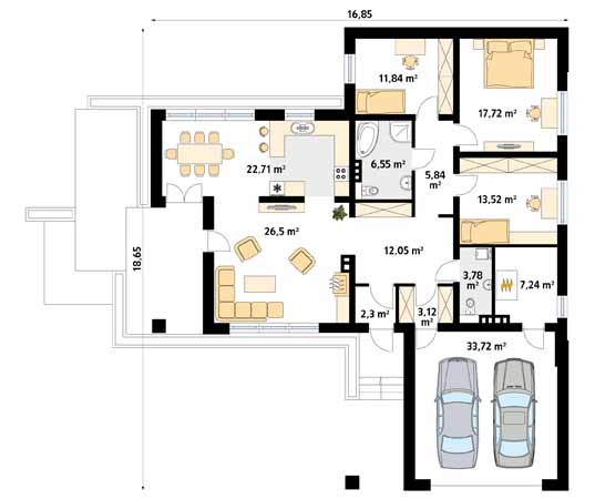 Projekt domu Aksamit - rzut parteru