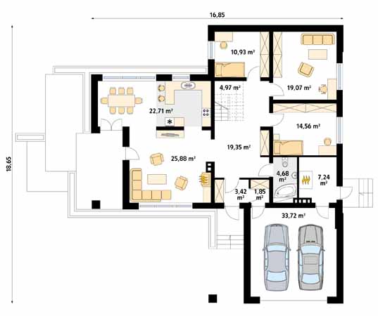 Projekt domu Aksamit 2 - rzut parteru