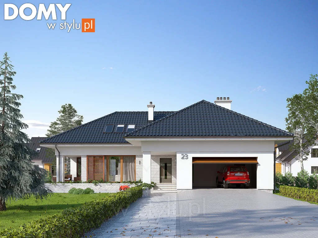 Nowoczesny projekt domu z poddaszem Aksamit 2 - wizualizacja frontowa