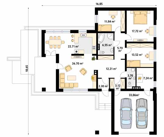 Projekt domu Aksamit 5 - rzut parteru