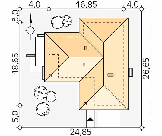 Projekt domu Aksamit 5 - usytuowanie na działce