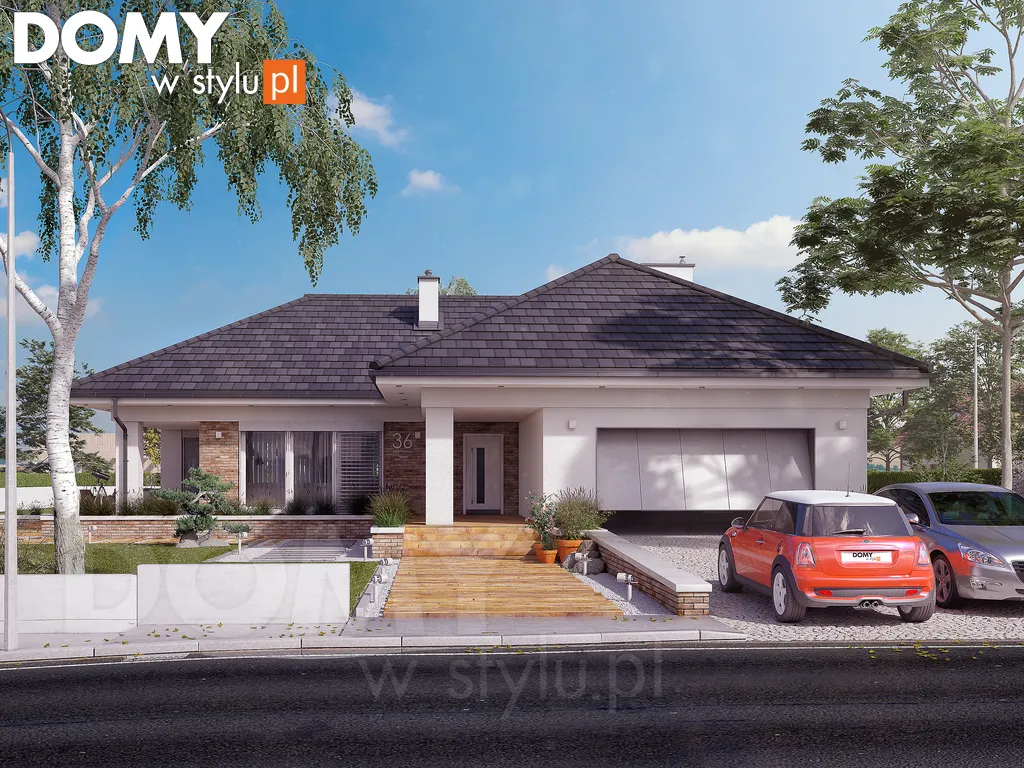 Nowoczesny projekt domu parterowego Aksamit 8 - wizualizacja frontowa