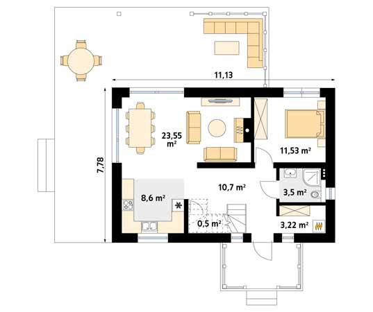 Projekt domu Aksamitka - rzut parteru