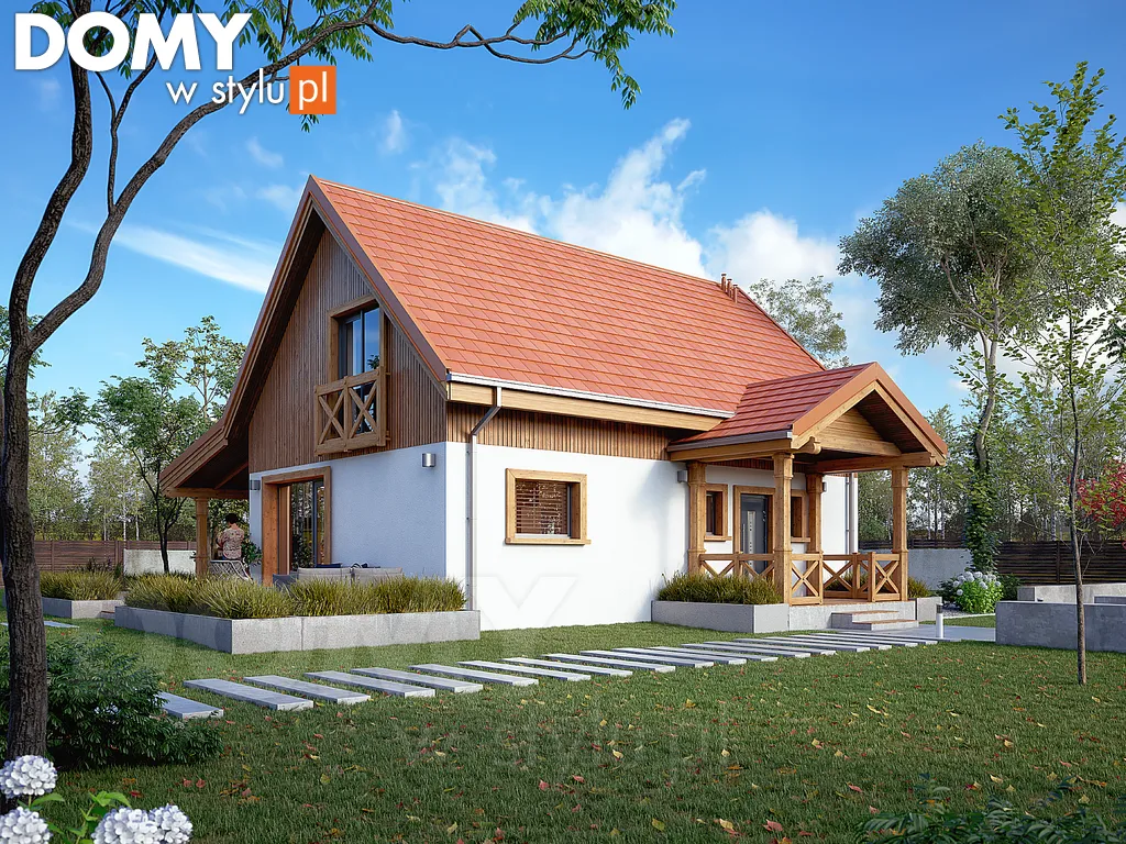 Nowoczesny projekt domu z poddaszem Aksamitka - wizualizacja frontowa