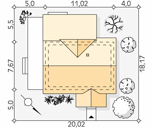 Projekt domu Aksamitka 2 - usytuowanie na działce