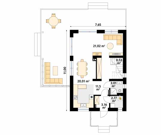 Projekt domu Aksamitka 3 - rzut parteru