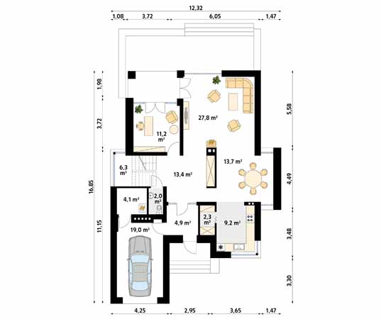 Projekt domu Alabaster - rzut parteru