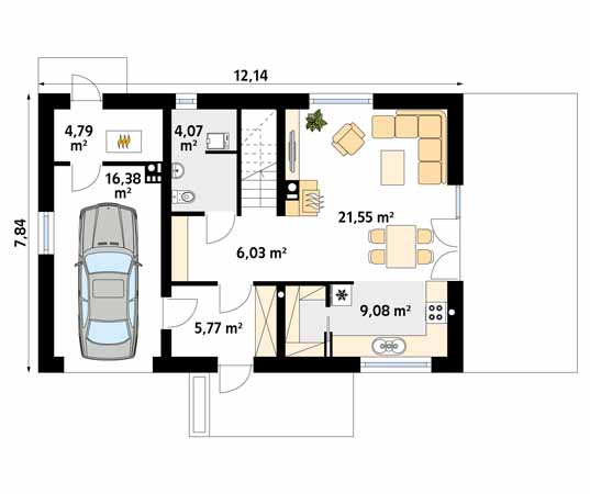Projekt domu Albit - rzut parteru