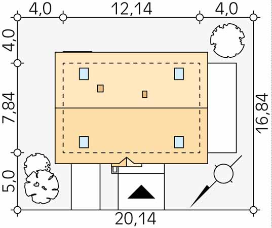 Projekt domu Albit - usytuowanie na działce