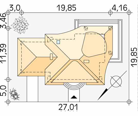 Projekt domu Alfa - usytuowanie na działce