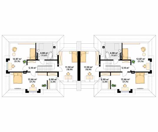Projekt domu Alga - rzut poddasza