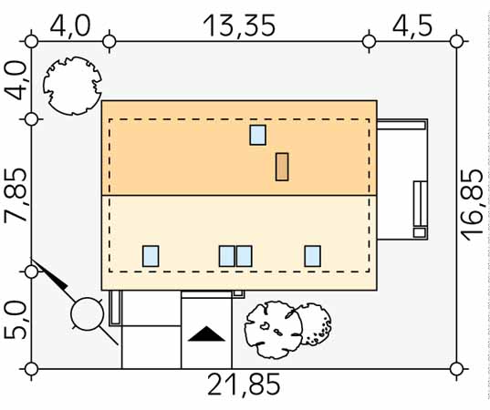Projekt domu Alicja 2 - usytuowanie na działce
