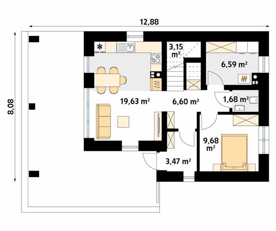 Projekt domu Alikante 3 - rzut parteru
