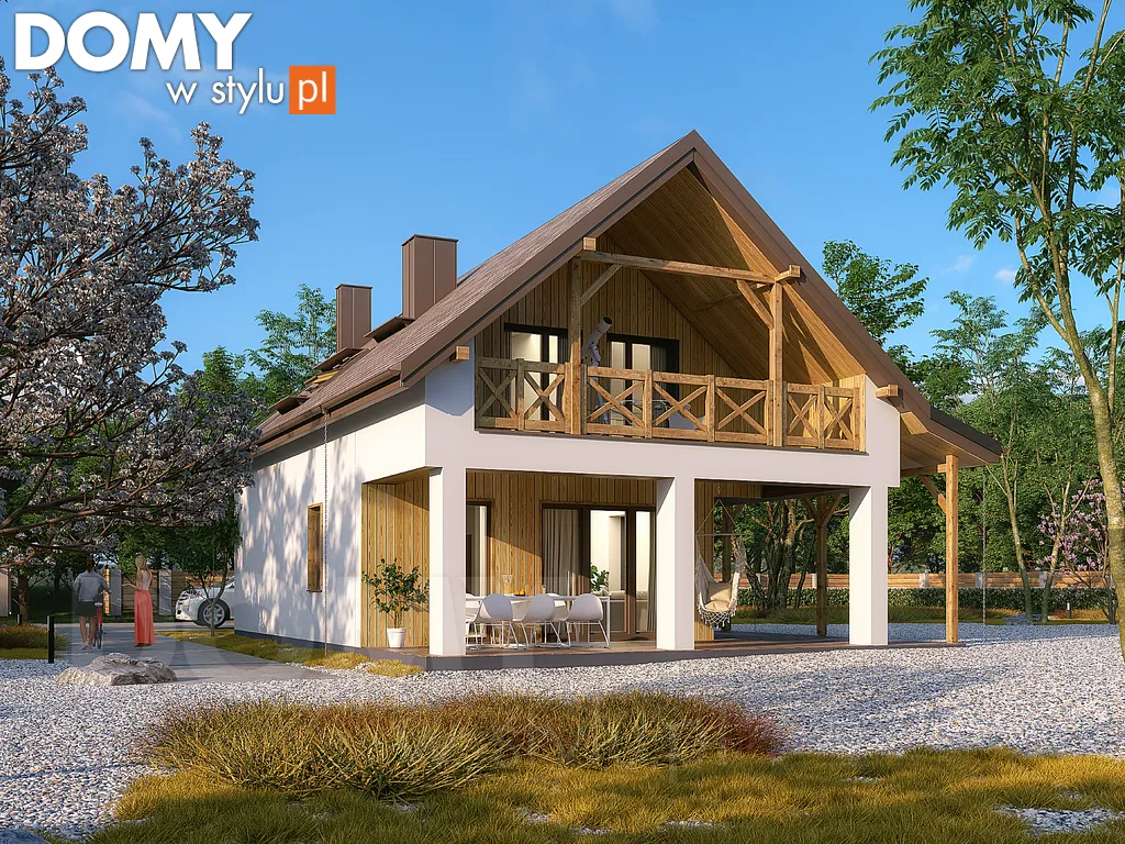 Nowoczesny projekt domu letniskowego z poddaszem Alikante 3 - wizualizacja frontowa