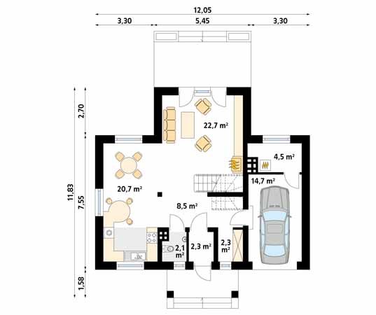 Projekt domu Alka - rzut parteru