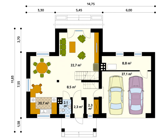 Projekt domu Alka 2 - rzut parteru