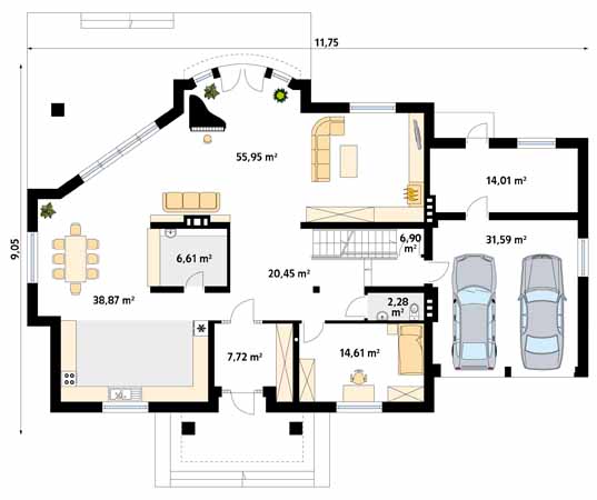 Projekt domu Allegro 3 - rzut parteru