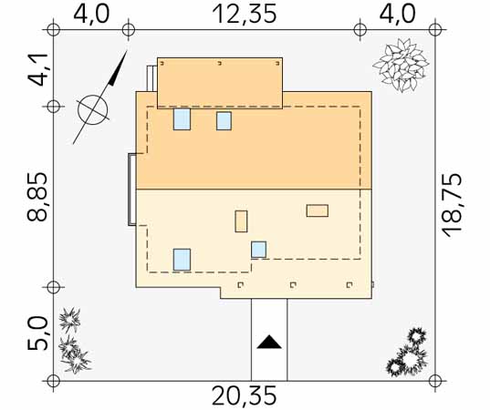 Projekt domu Aloes - usytuowanie na działce