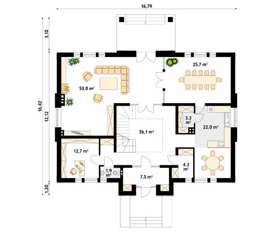 Projekt domu Amadeusz - rzut parteru