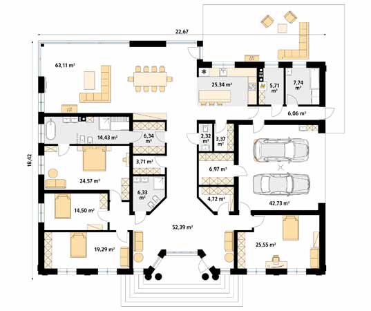 Projekt domu Amadeusz 3 - rzut parteru