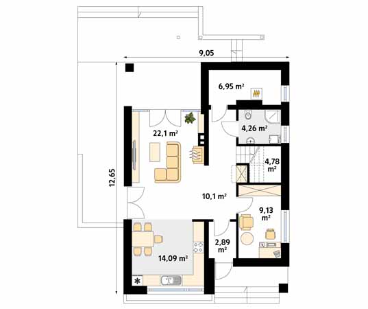 Projekt domu Amarant - rzut parteru