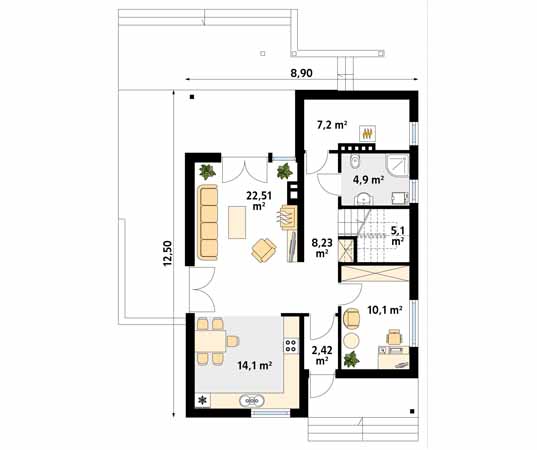 Projekt domu Amarant dr-T - rzut parteru