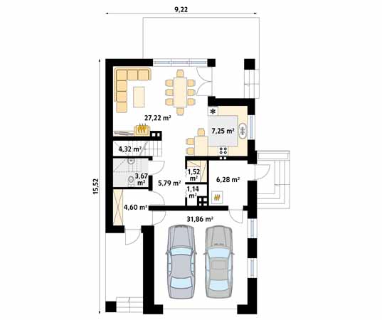 Projekt domu Amarylis - rzut parteru
