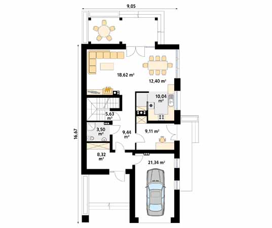Projekt domu Amarylis 4 - rzut parteru