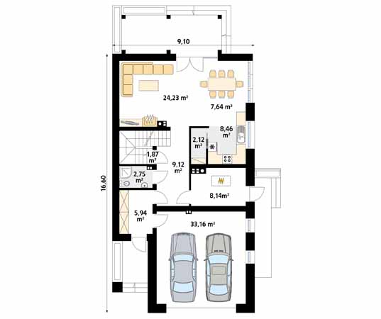 Projekt domu Amarylis 5 - rzut parteru