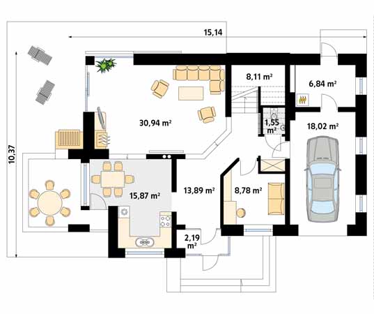 Projekt domu Amber - rzut parteru