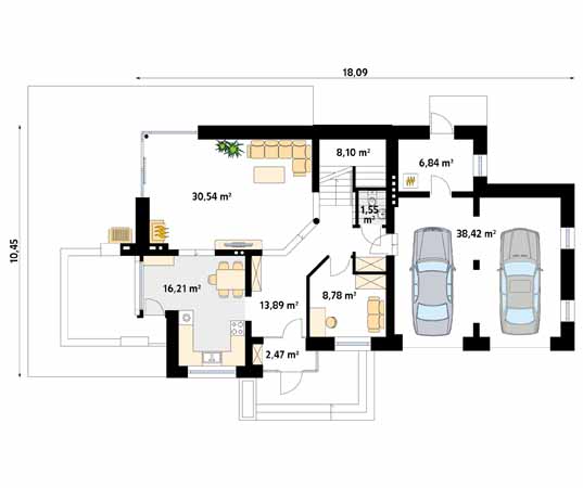 Projekt domu Amber 2 - rzut parteru