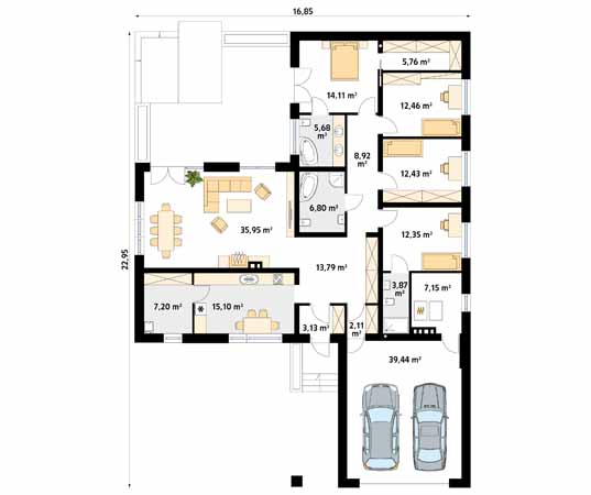 Projekt domu Ambrozja 10 - rzut parteru