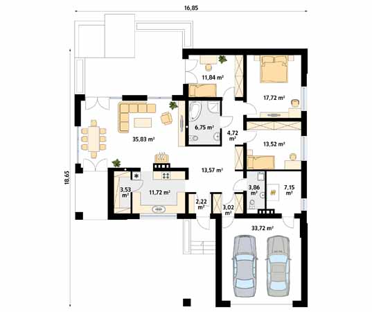 Projekt domu Ambrozja 13 - rzut parteru