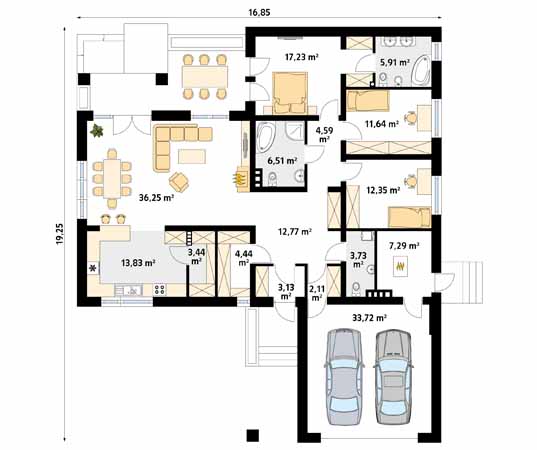 Projekt domu Ambrozja 7 - rzut parteru