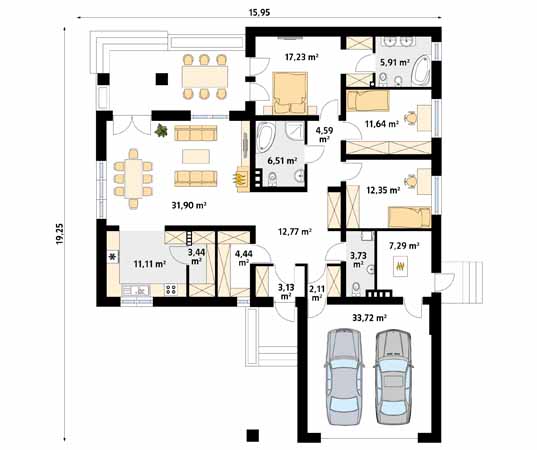 Projekt domu Ambrozja 8 - rzut parteru