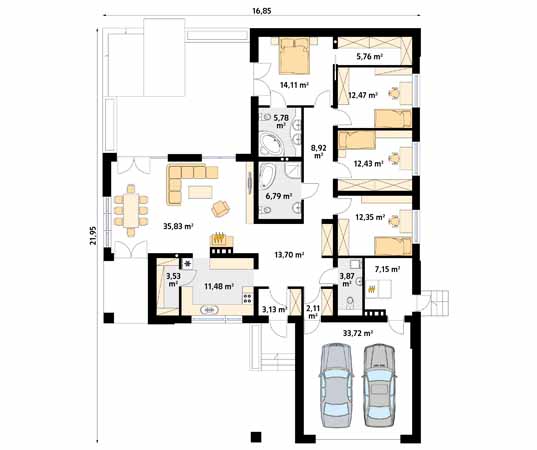 Projekt domu Ambrozja 9 - rzut parteru