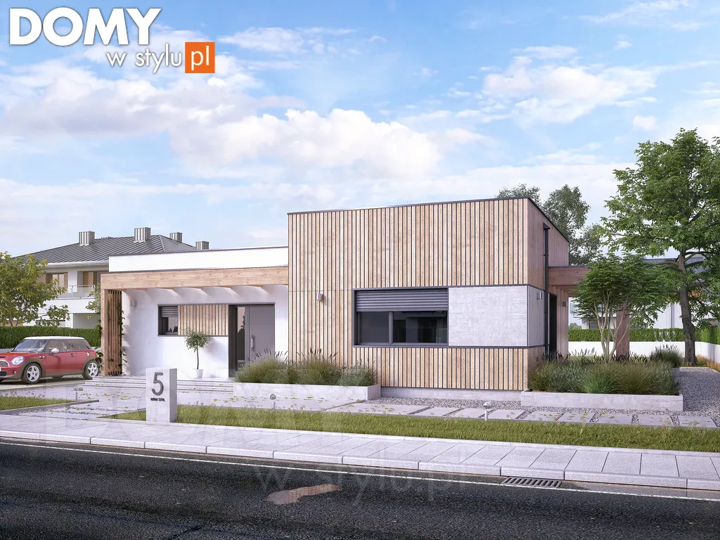 Nowoczesny projekt domu parterowego Amika - wizualizacja frontowa