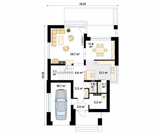 Projekt domu Amulet - rzut parteru