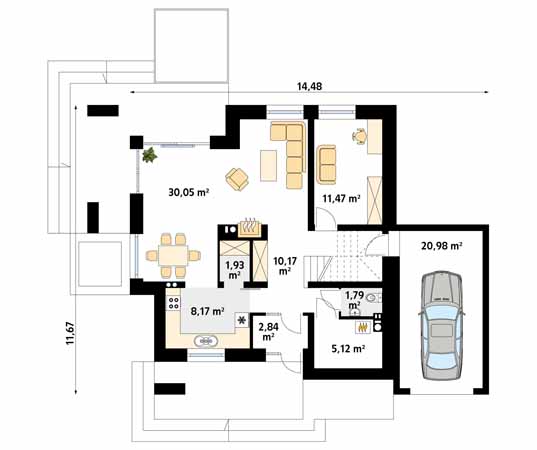 Projekt domu Andante - rzut parteru